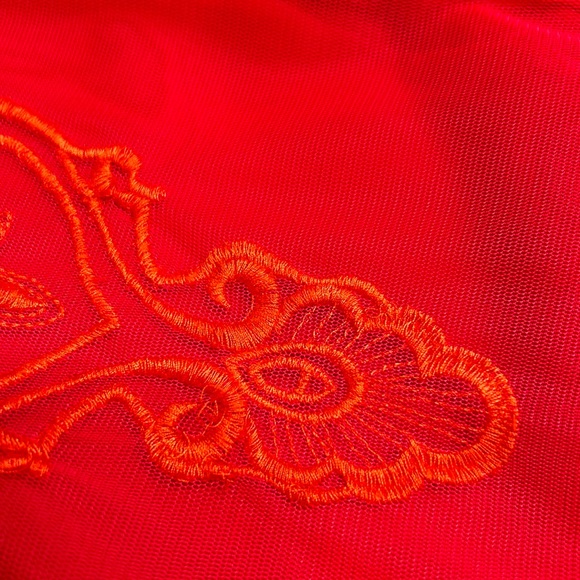 NWOT BCBGMaxAzria Mayela Ruby Red strapless chiffon dress - Picture 9 of 10